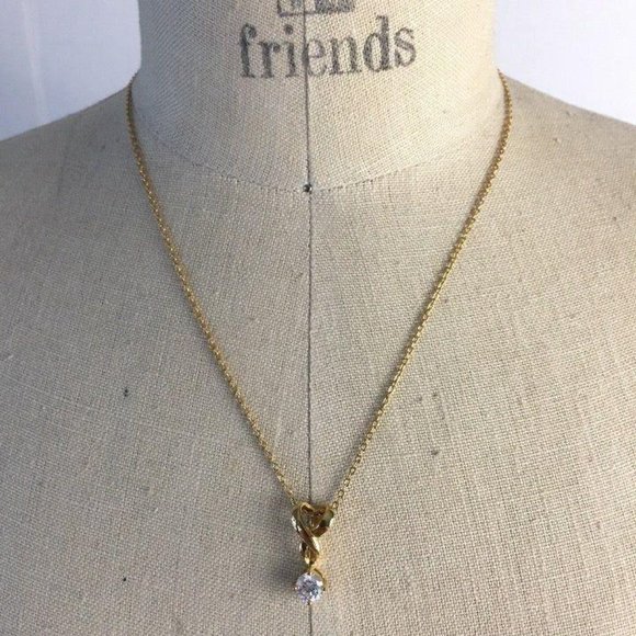Gold Tone Cubic Zirconia Necklace - Picture 1 of 5